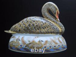 Royal Crown Derby Paperweight JUBILEE BLACK SWAN Gold Stopper, Boxed, Cert