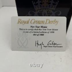 Royal Crown Derby Paperweight LIMITED EDITION NEW YEAR MOUSE GOLD, BOX & CERT