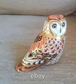 Royal Crown Derby Paperweight. Limited Edition. Short Ear Owl. Gold Stopper. Box