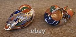 Royal Crown Derby Paperweight Mandarin Duck & Teal Gold Stop Limited Edition Box