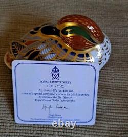 Royal Crown Derby Paperweight Mandarin Duck & Teal Gold Stop Limited Edition Box