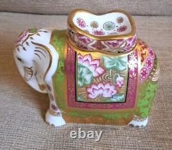 Royal Crown Derby Paperweight. Mother Elephant. Gold Stopper