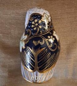 Royal Crown Derby Paperweight Owl Pair. Gold Stoppers. Box. Ltd Edition