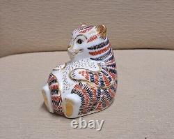 Royal Crown Derby Paperweight Pair of Tiger Cubs. Gold Stoppers. Box