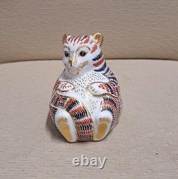 Royal Crown Derby Paperweight Pair of Tiger Cubs. Gold Stoppers. Box