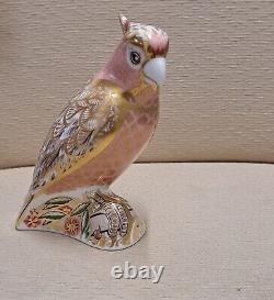 Royal Crown Derby Paperweight. Pink Cockatoo. Gold Stopper. Cert. Box