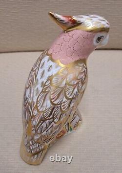 Royal Crown Derby Paperweight. Pink Cockatoo. Gold Stopper. Cert. Box