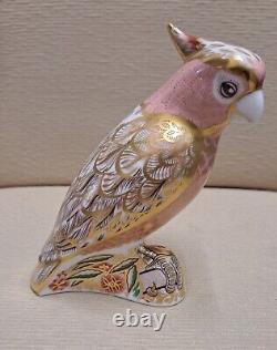 Royal Crown Derby Paperweight. Pink Cockatoo. Gold Stopper. Cert. Box