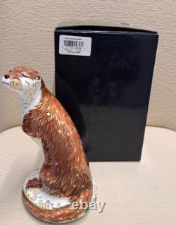 Royal Crown Derby Paperweight. Playful Otter. Gold Stopper. Box