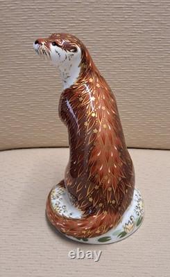 Royal Crown Derby Paperweight. Playful Otter. Gold Stopper. Box