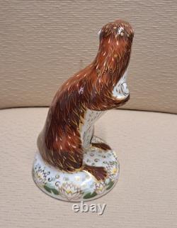 Royal Crown Derby Paperweight. Playful Otter. Gold Stopper. Box