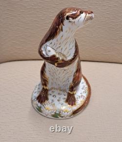 Royal Crown Derby Paperweight. Playful Otter. Gold Stopper. Box