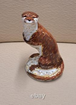 Royal Crown Derby Paperweight. Playful Otter. Gold Stopper. Box