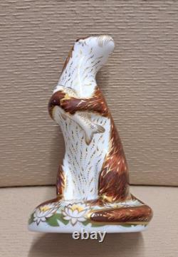 Royal Crown Derby Paperweight. Playful Otter. Gold Stopper. Box