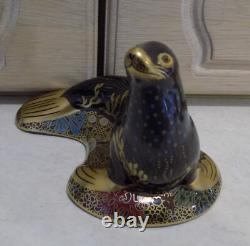 Royal Crown Derby Paperweight SEA LION BLACK Gold Stopper & Boxed with Cer't