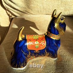 Royal Crown Derby Paperweight. Scottish Terrier. Ltd Ed. Gold Stopper. Box