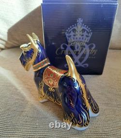 Royal Crown Derby Paperweight. Scottish Terrier. Ltd Ed. Gold Stopper. Box