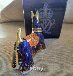 Royal Crown Derby Paperweight. Scottish Terrier. Ltd Ed. Gold Stopper. Box