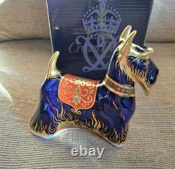 Royal Crown Derby Paperweight. Scottish Terrier. Ltd Ed. Gold Stopper. Box