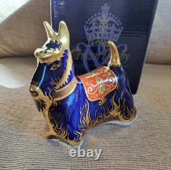 Royal Crown Derby Paperweight. Scottish Terrier. Ltd Ed. Gold Stopper. Box