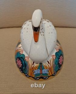 Royal Crown Derby Paperweight Swan Pair. Limited Edition. Gold Stoppers. Boxes