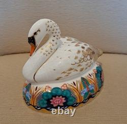 Royal Crown Derby Paperweight Swan Pair. Limited Edition. Gold Stoppers. Boxes