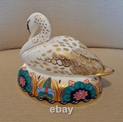 Royal Crown Derby Paperweight Swan Pair. Limited Edition. Gold Stoppers. Boxes