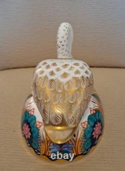Royal Crown Derby Paperweight Swan Pair. Limited Edition. Gold Stoppers. Boxes