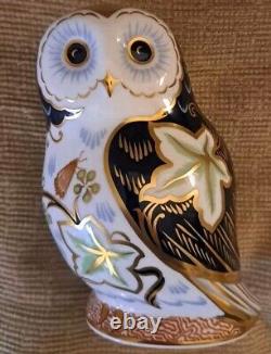 Royal Crown Derby Paperweight Twilight Owl. Gold stopper