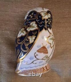 Royal Crown Derby Paperweight Twilight Owl. Gold stopper