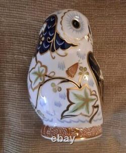 Royal Crown Derby Paperweight Twilight Owl. Gold stopper