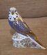 Royal Crown Derby Paperweight. Violet Budgerigar. Gold Stopper. Limited Edition