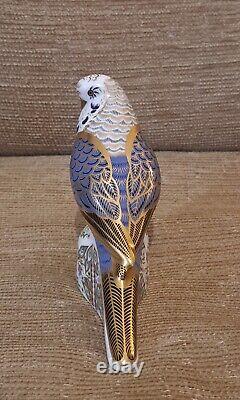 Royal Crown Derby Paperweight. Violet Budgerigar. Gold Stopper. Limited Edition