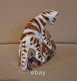 Royal Crown Derby Paperweights. Bengal Tiger Male & Cub. Box Gold Stoppers SUPERB