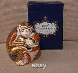 Royal Crown Derby Paperweights. Chinese Year Monkey & Tiger Ltd Ed Gold Sto Box