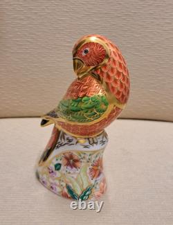 Royal Crown Derby Paperweights. Parrot Pair. Ltd Ed. Gold Stoppers. Box. Cert