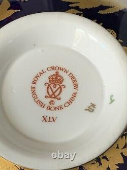 Royal Crown Derby Paradise Cobalt Blue 2 Handled Soup Cup / Bowl & Plate New