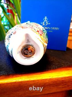 Royal Crown Derby Parchment Owl Paperweight 1st Quality Gold Stopper Mint In Box
