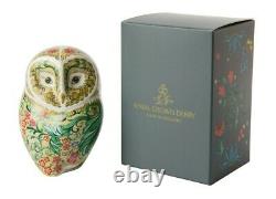 Royal Crown Derby Parchment Owl William Morris Bird Paperweight New 1st