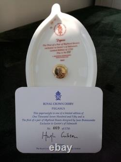 Royal Crown Derby Pegasus With Gold Stopper Certificate And Original Box