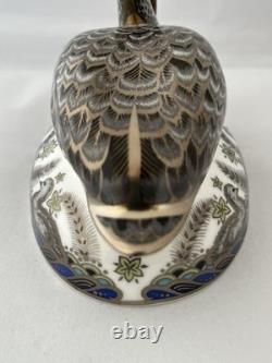 Royal Crown Derby Platinum Black Swan 60th Anniversary Paperweight Gold Stopper