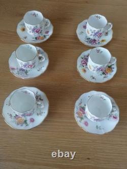 Royal Crown Derby Posies Coffee Cups & Saucers 6 X Duos Vintage unused boxed