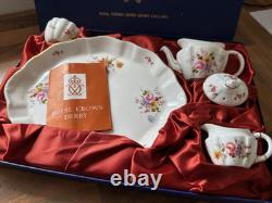 Royal Crown Derby Posies Miniature Tea Set on a Tray 1st Quality 1981 In Box
