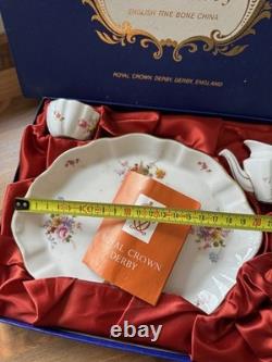 Royal Crown Derby Posies Miniature Tea Set on a Tray 1st Quality 1981 In Box