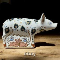 Royal Crown Derby Priscilla Pig Paperweight Gold Stopper New Boxed Genuine