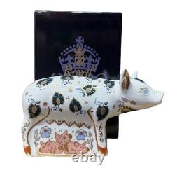 Royal Crown Derby Priscilla Pig Paperweight Gold Stopper New Boxed Genuine