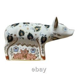 Royal Crown Derby Priscilla Pig Paperweight Gold Stopper New Boxed Genuine
