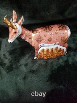 Royal Crown Derby Pronghorn Antelope With Gold Stopper Certificate Original Box