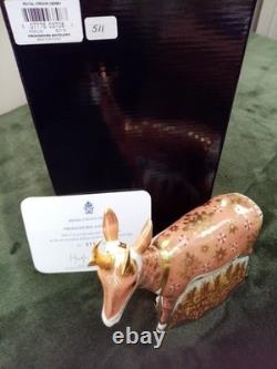 Royal Crown Derby Pronghorn Antelope With Gold Stopper Certificate Original Box