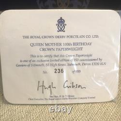 Royal Crown Derby Queen Mother 100th Birthday Crown 236 of 950